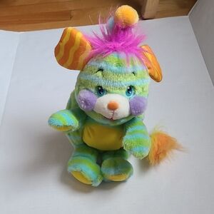 Popples 2001 Pinwheel Penny Plush Toy, Green & Blue Stripes and Pink Hair, 11"